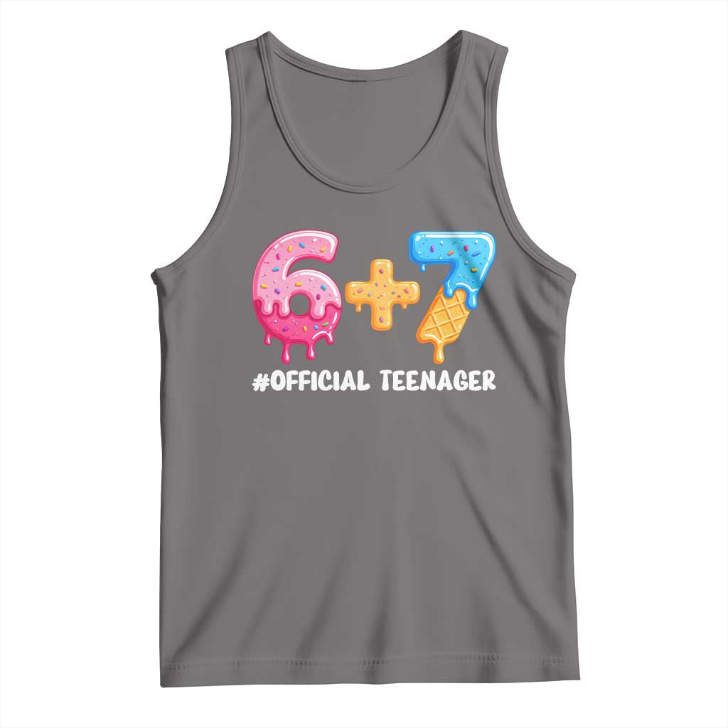 Funny 67 13th Birthday Official Teenager Tank Top 6 7 Ice Cream Drip Meme Funny Six Seven 13 Years Old