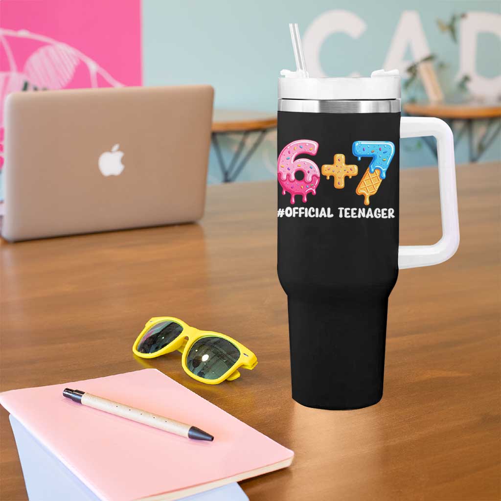 Funny 67 13th Birthday Official Teenager Tumbler With Handle 6 7 Ice Cream Drip Meme Funny Six Seven 13 Years Old