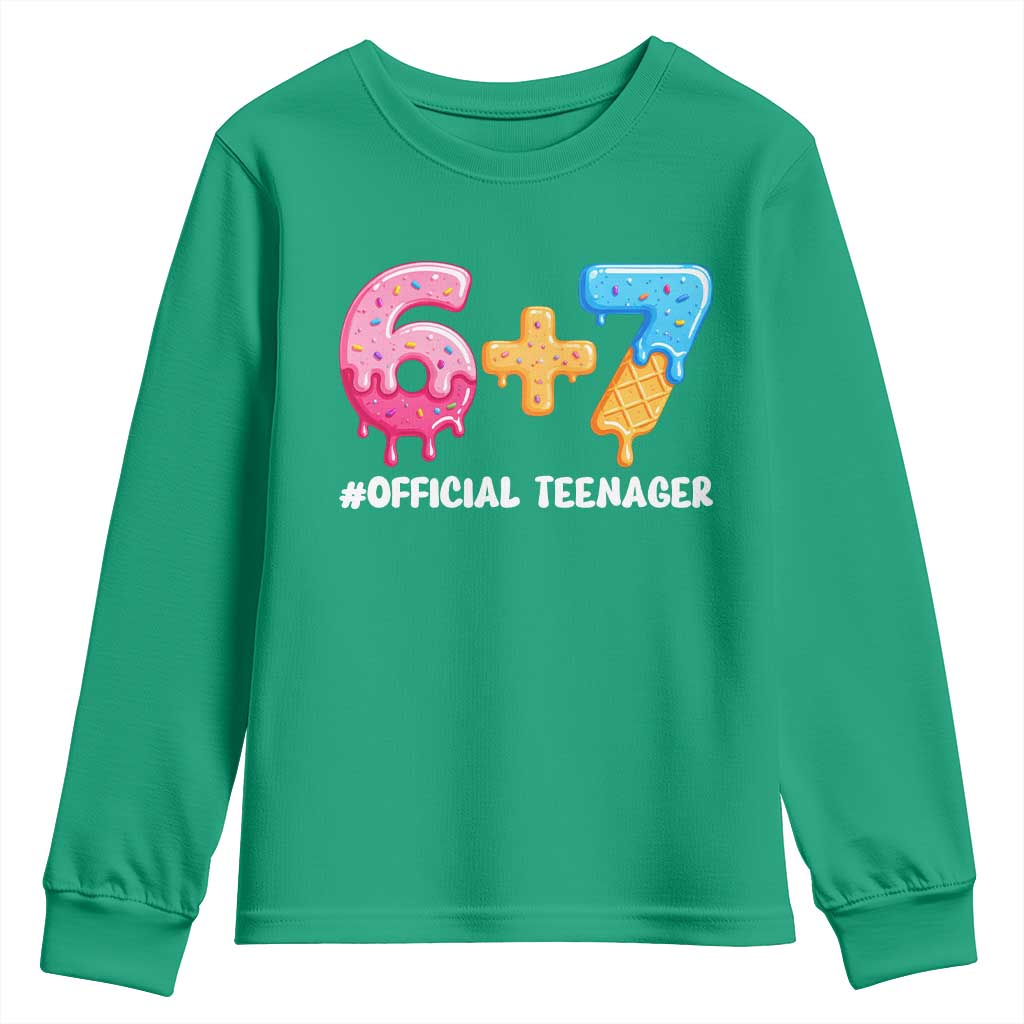 Funny 67 13th Birthday Official Teenager Youth Sweatshirt 6 7 Ice Cream Drip Meme Funny Six Seven 13 Years Old