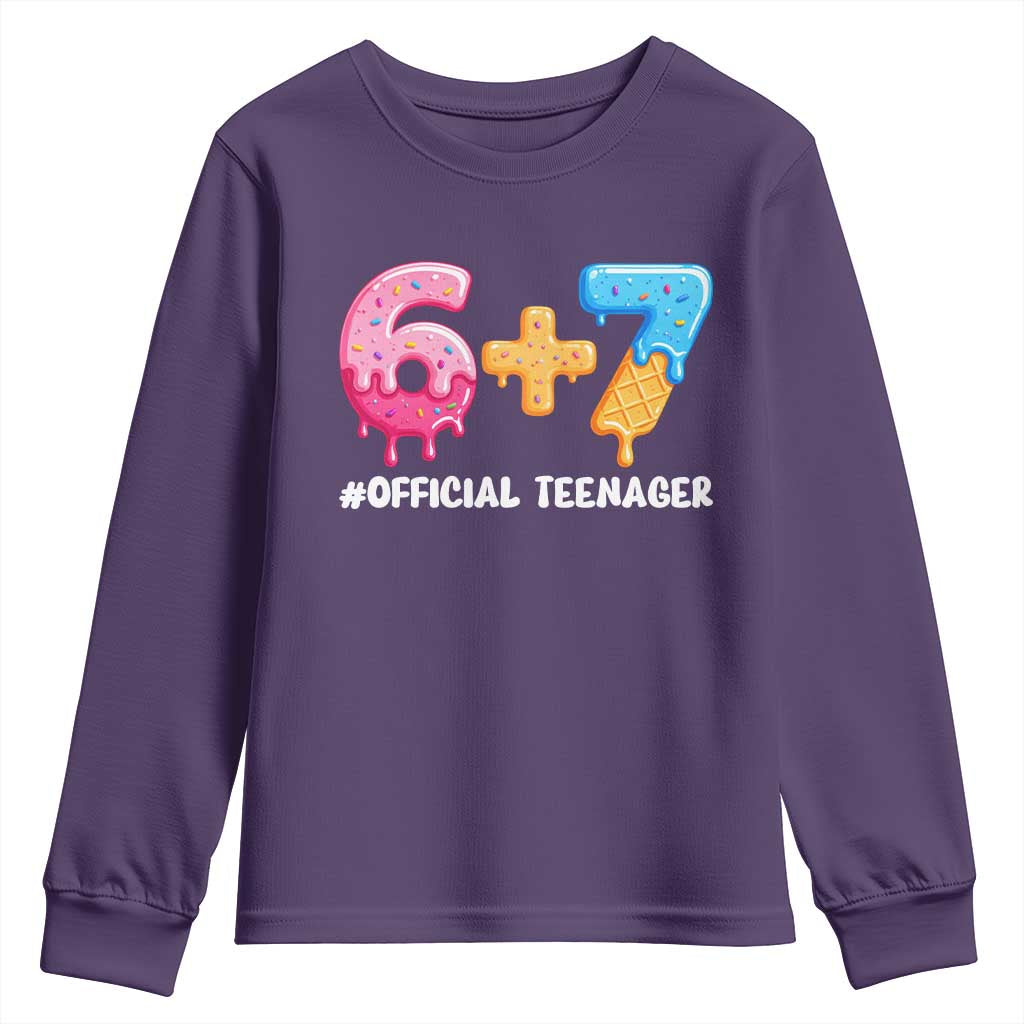 Funny 67 13th Birthday Official Teenager Youth Sweatshirt 6 7 Ice Cream Drip Meme Funny Six Seven 13 Years Old