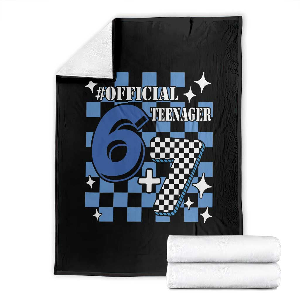 Funny 13th Birthday Official Teenager Throw Blanket 6+7 13 Year Old Boys Kids Checkered 67 Meme