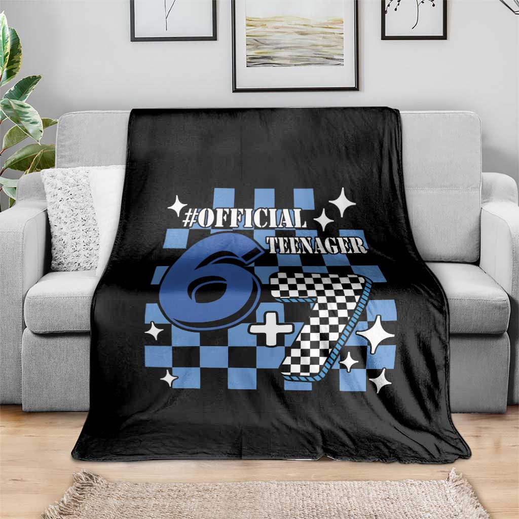 Funny 13th Birthday Official Teenager Throw Blanket 6+7 13 Year Old Boys Kids Checkered 67 Meme