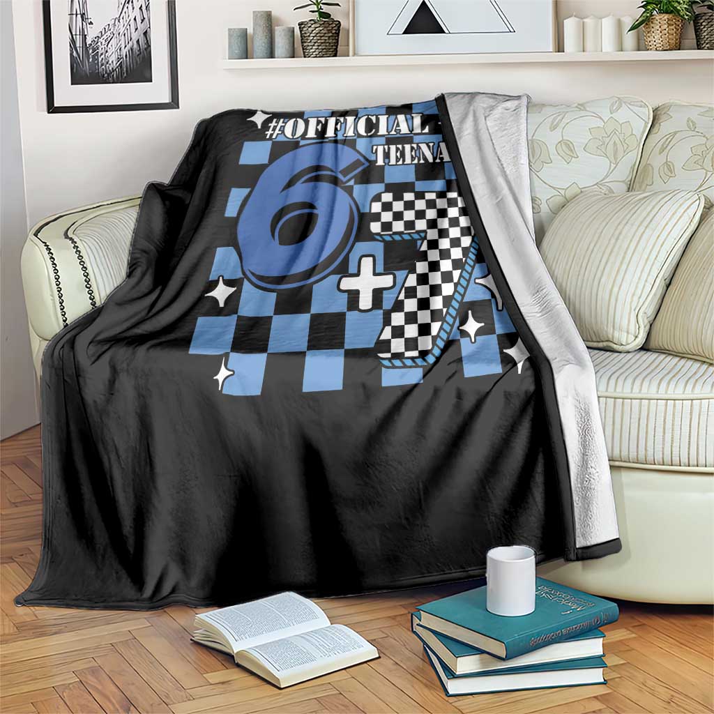 Funny 13th Birthday Official Teenager Throw Blanket 6+7 13 Year Old Boys Kids Checkered 67 Meme