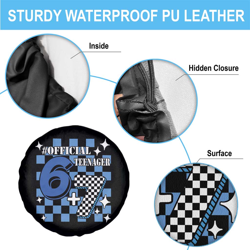 Funny 13th Birthday Official Teenager Spare Tire Cover 6+7 13 Year Old Boys Kids Checkered 67 Meme