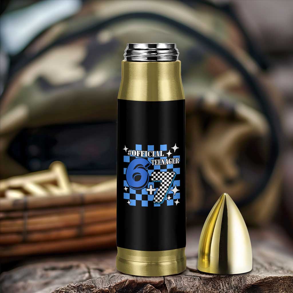 Funny 13th Birthday Official Teenager Bullet Tumbler 6+7 13 Year Old Boys Kids Checkered 67 Meme