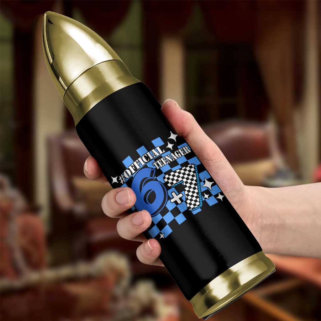 Funny 13th Birthday Official Teenager Bullet Tumbler 6+7 13 Year Old Boys Kids Checkered 67 Meme