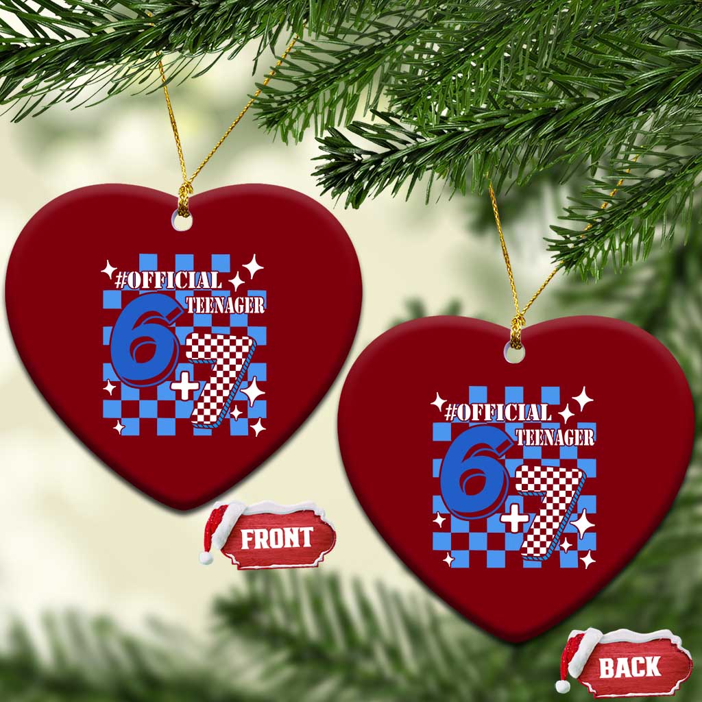 Funny 13th Birthday Official Teenager Ceramic Ornament 6+7 13 Year Old Boys Kids Checkered 67 Meme