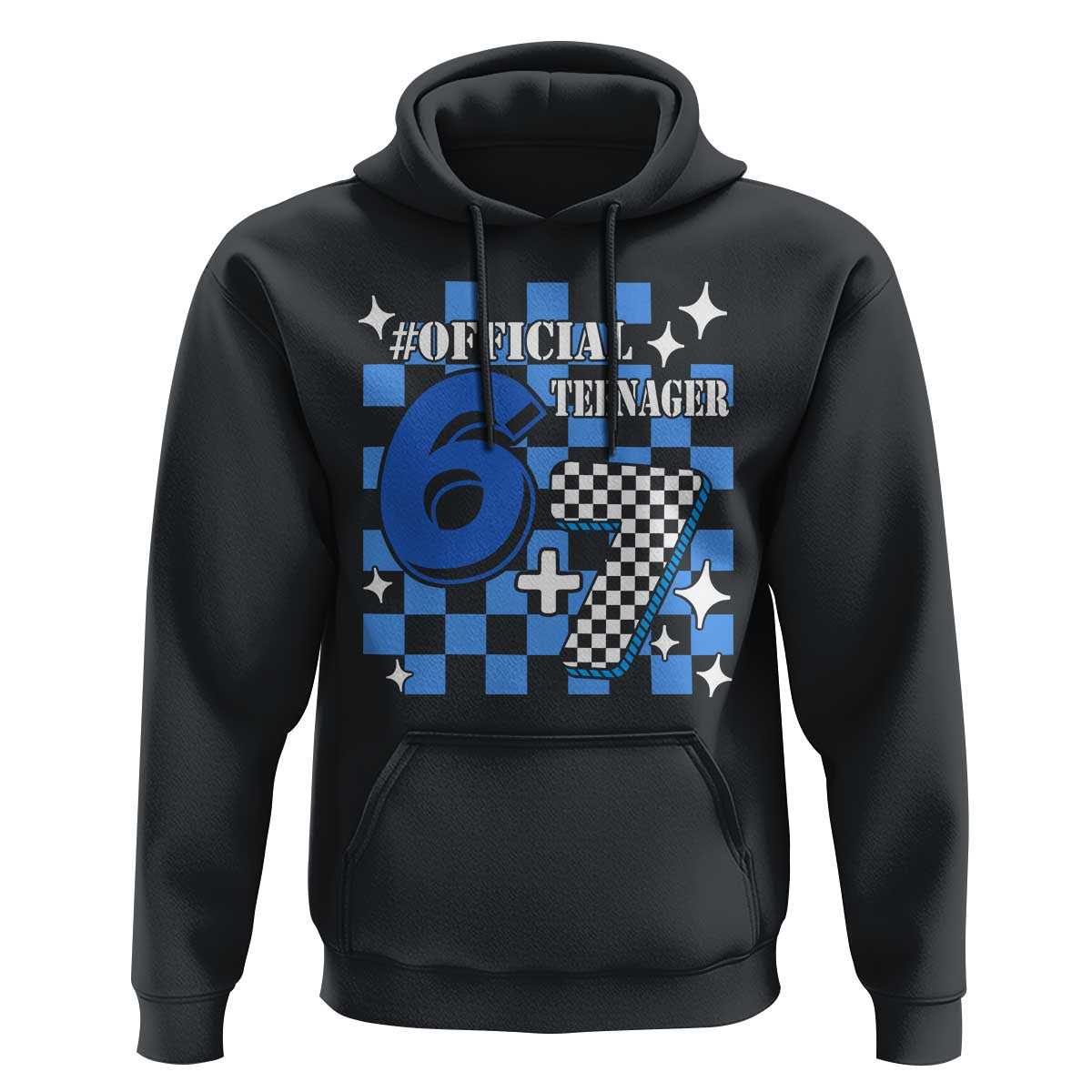 Funny 13th Birthday Official Teenager Hoodie 6+7 13 Year Old Boys Kids Checkered 67 Meme