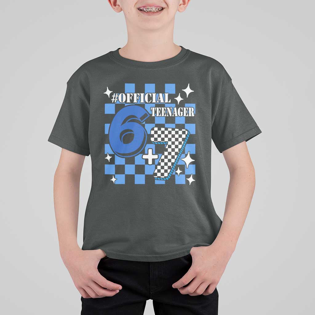 Funny 13th Birthday Official Teenager T Shirt For Kid 6+7 13 Year Old Boys Kids Checkered 67 Meme