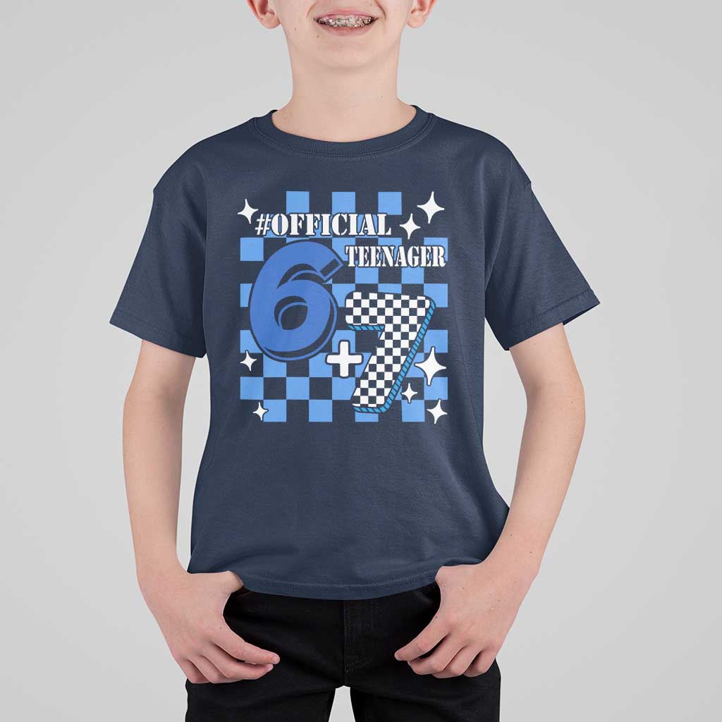 Funny 13th Birthday Official Teenager T Shirt For Kid 6+7 13 Year Old Boys Kids Checkered 67 Meme