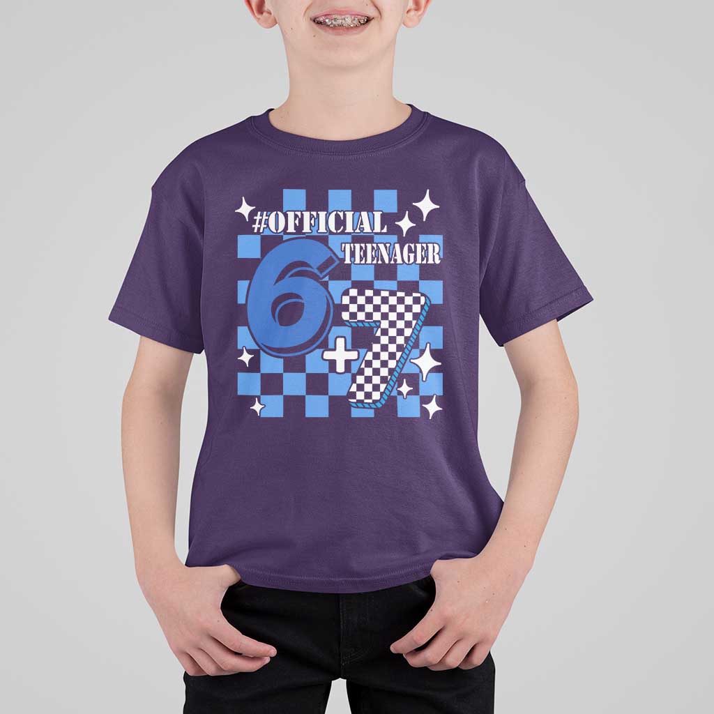 Funny 13th Birthday Official Teenager T Shirt For Kid 6+7 13 Year Old Boys Kids Checkered 67 Meme