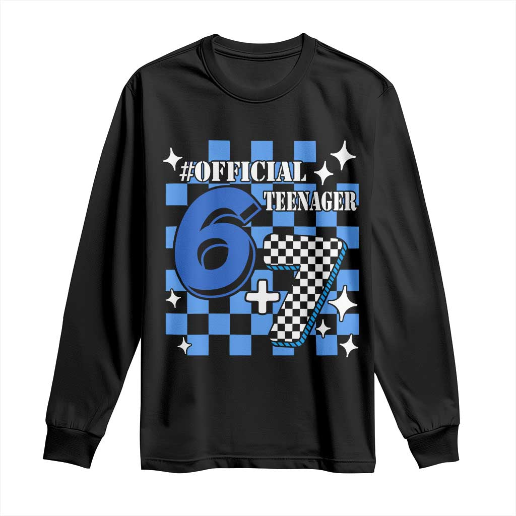 Funny 13th Birthday Official Teenager Long Sleeve Shirt 6+7 13 Year Old Boys Kids Checkered 67 Meme