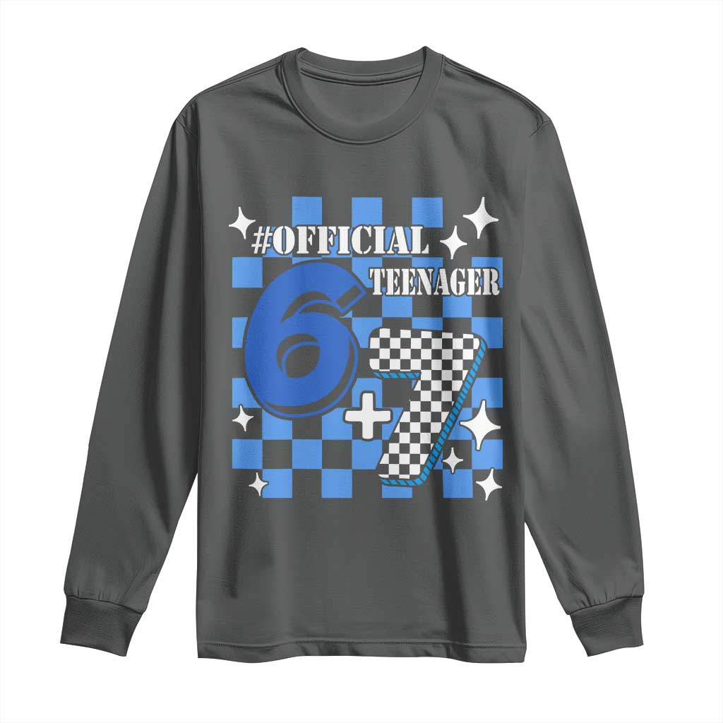 Funny 13th Birthday Official Teenager Long Sleeve Shirt 6+7 13 Year Old Boys Kids Checkered 67 Meme