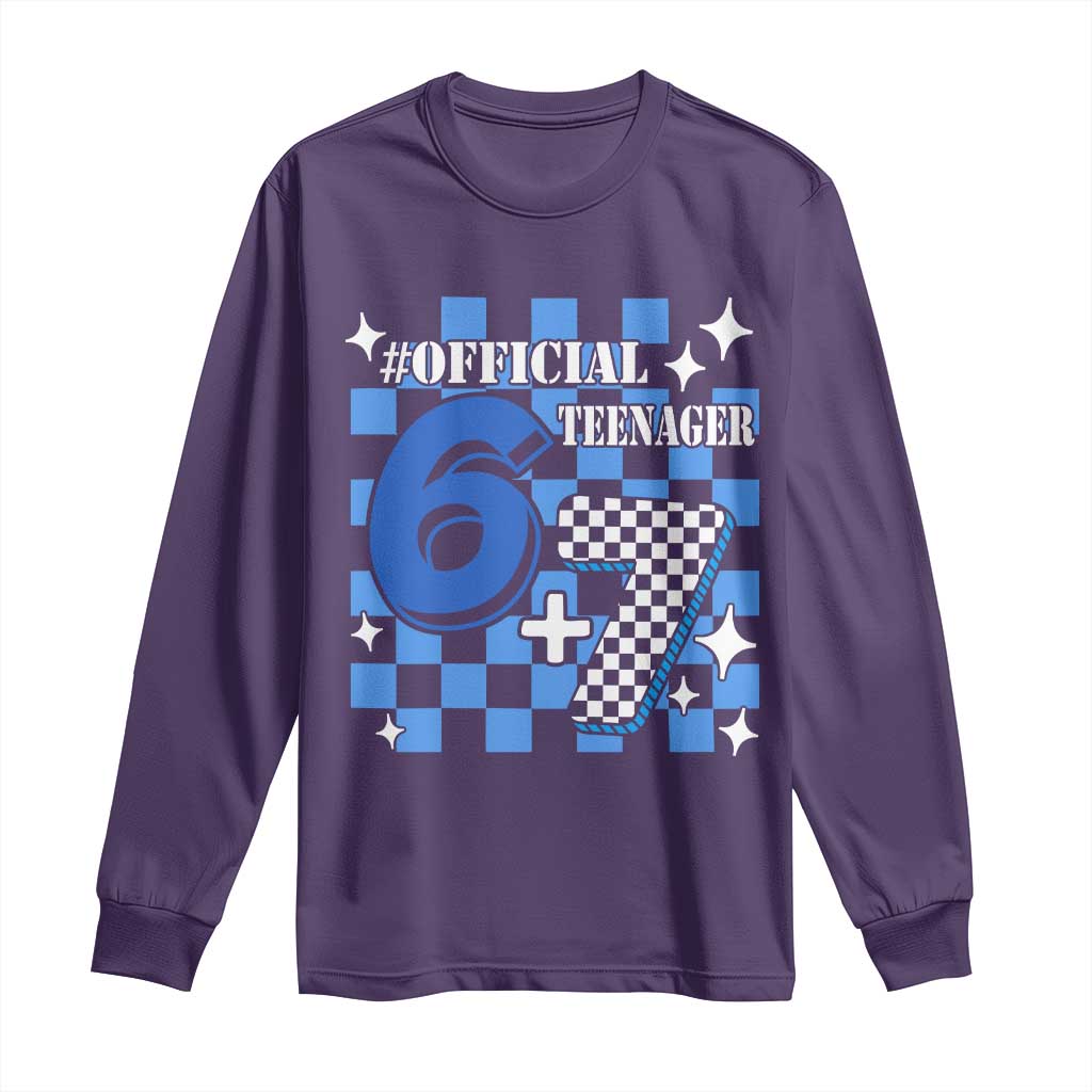 Funny 13th Birthday Official Teenager Long Sleeve Shirt 6+7 13 Year Old Boys Kids Checkered 67 Meme
