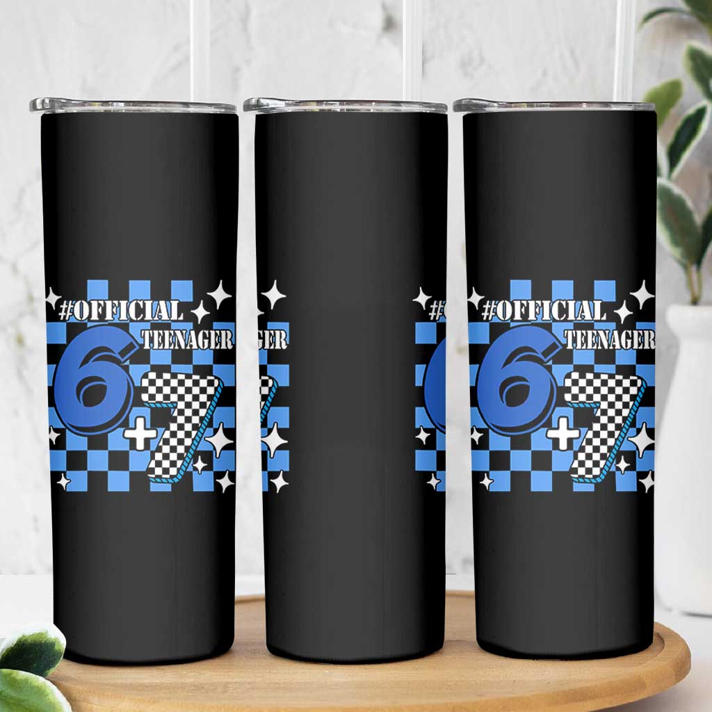 Funny 13th Birthday Official Teenager Skinny Tumbler 6+7 13 Year Old Boys Kids Checkered 67 Meme