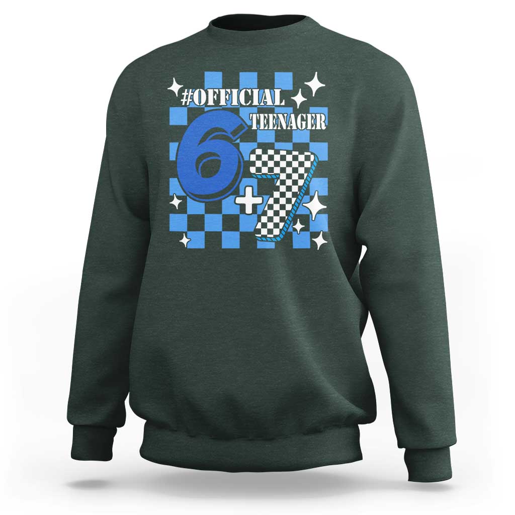 Funny 13th Birthday Official Teenager Sweatshirt 6+7 13 Year Old Boys Kids Checkered 67 Meme