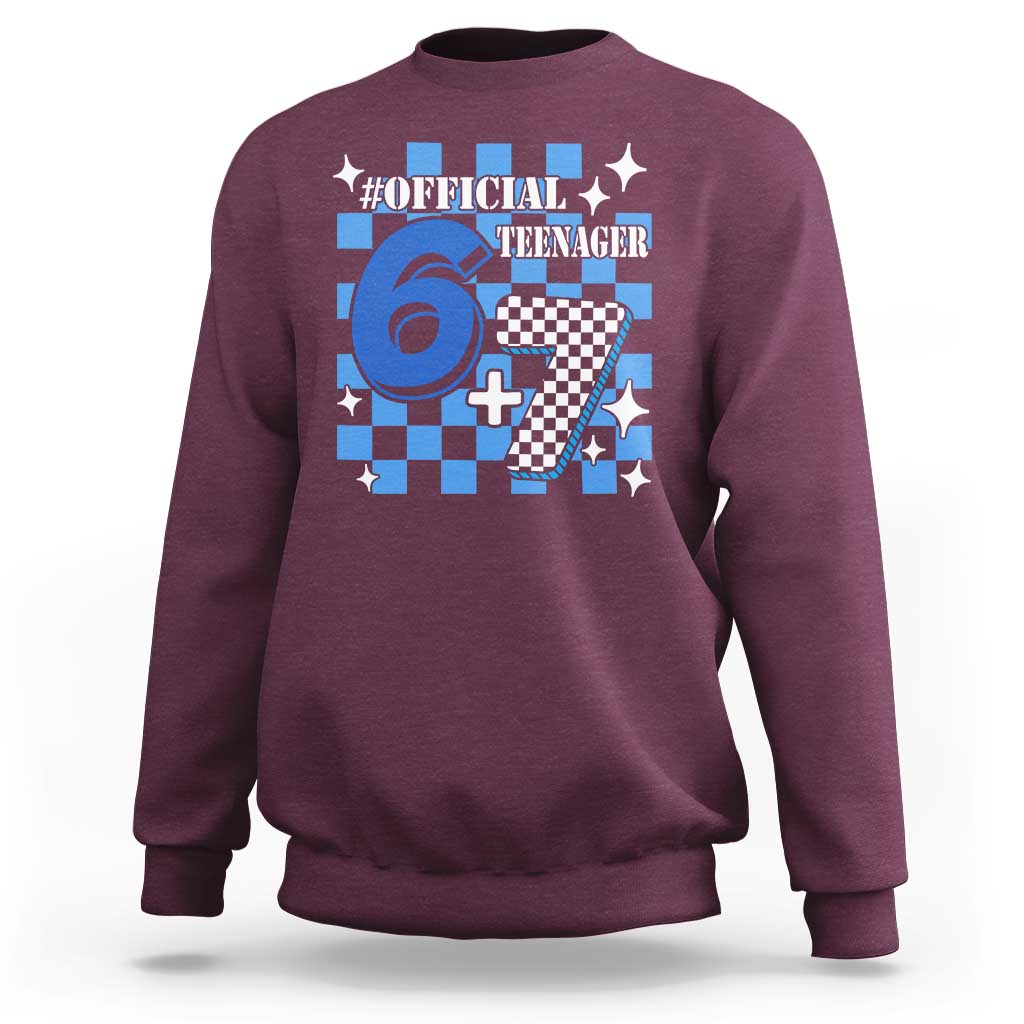 Funny 13th Birthday Official Teenager Sweatshirt 6+7 13 Year Old Boys Kids Checkered 67 Meme