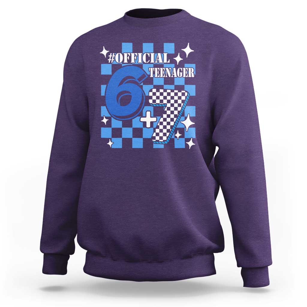 Funny 13th Birthday Official Teenager Sweatshirt 6+7 13 Year Old Boys Kids Checkered 67 Meme