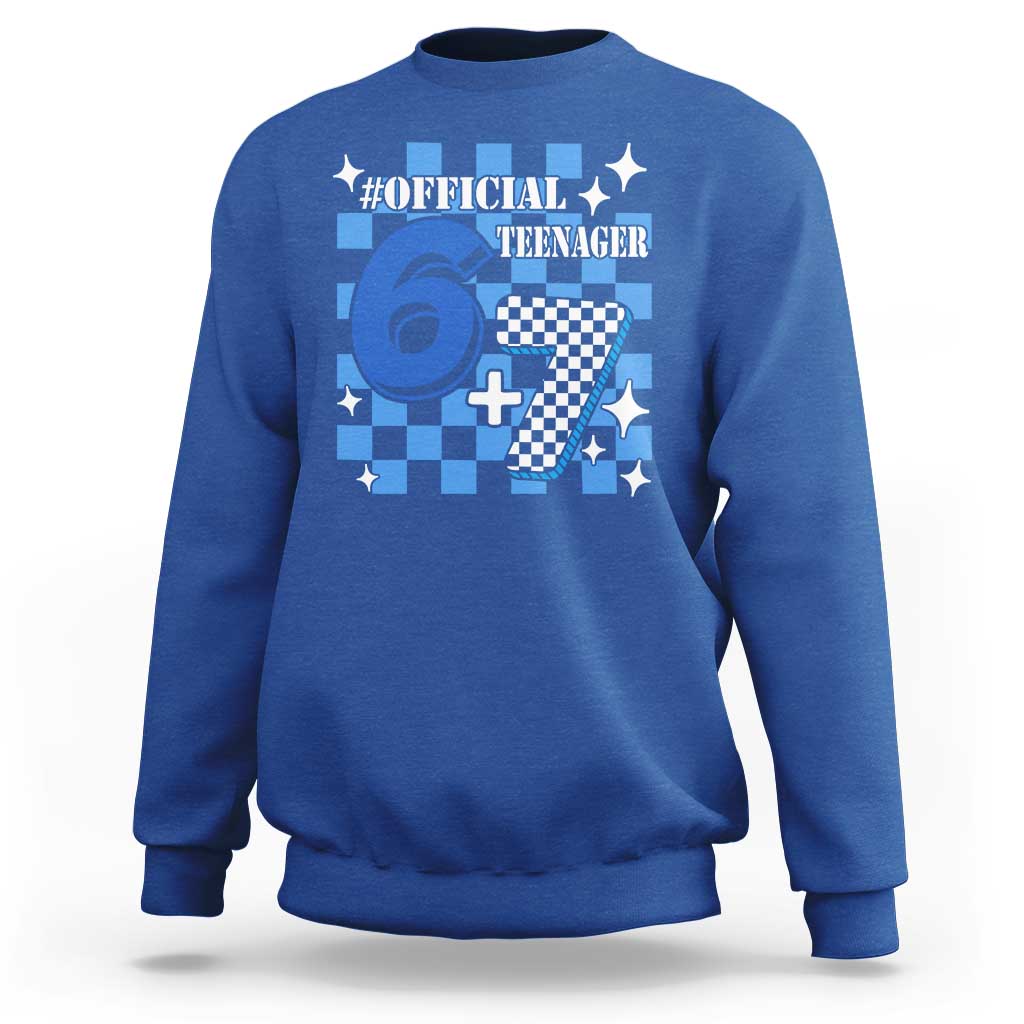 Funny 13th Birthday Official Teenager Sweatshirt 6+7 13 Year Old Boys Kids Checkered 67 Meme