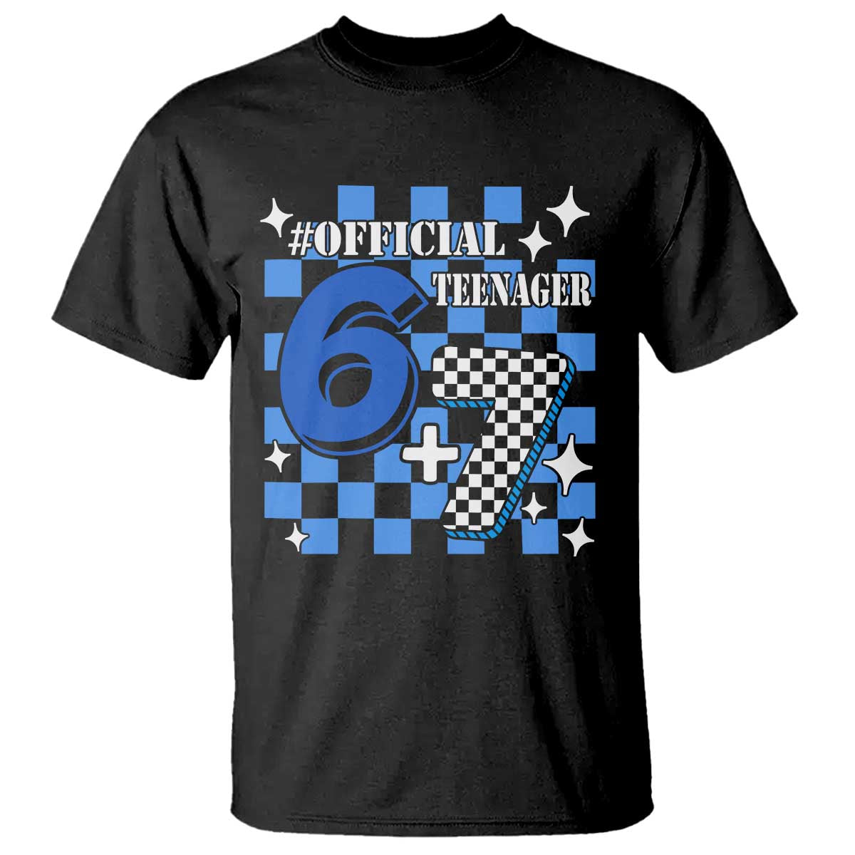 Funny 13th Birthday Official Teenager T Shirt 6+7 13 Year Old Boys Kids Checkered 67 Meme