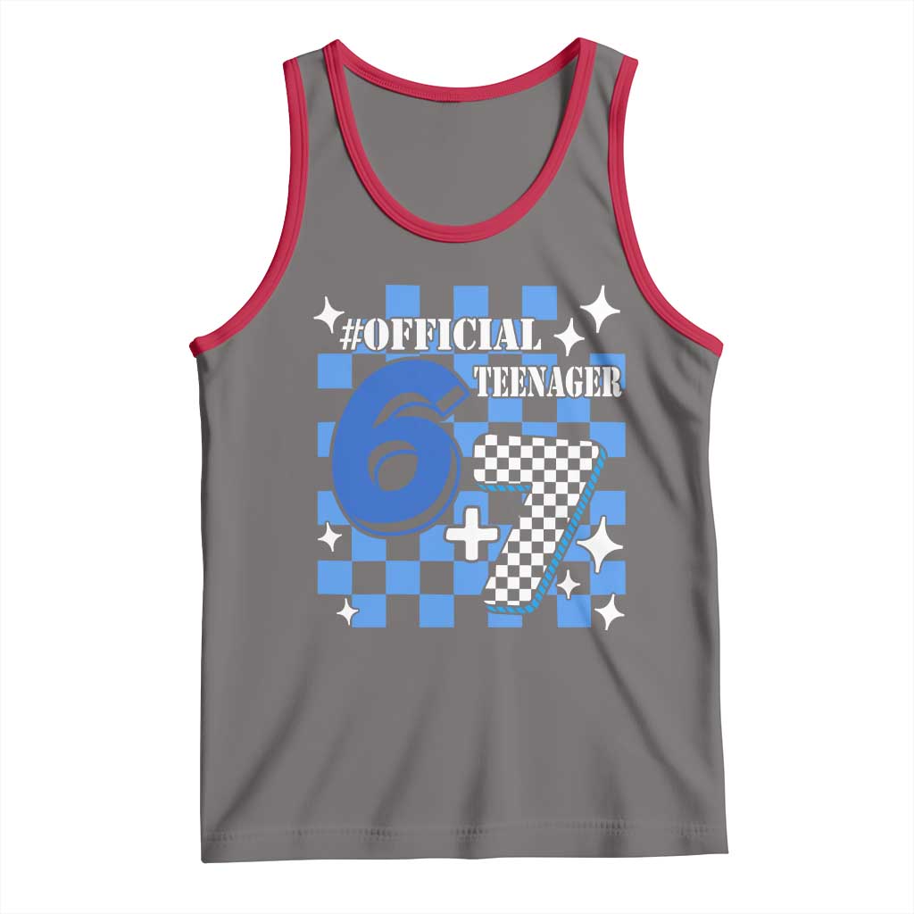 Funny 13th Birthday Official Teenager Tank Top 6+7 13 Year Old Boys Kids Checkered 67 Meme