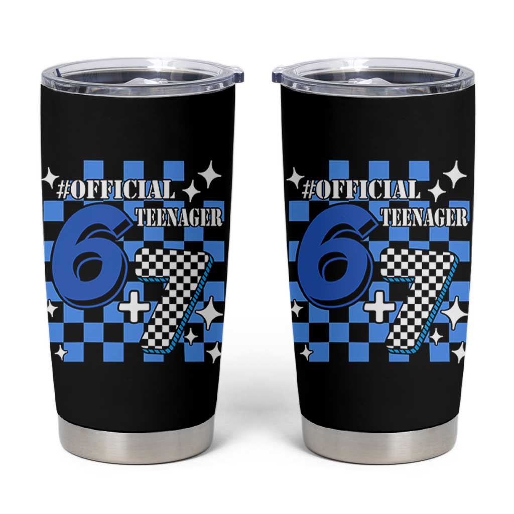 Funny 13th Birthday Official Teenager Tumbler Cup 6+7 13 Year Old Boys Kids Checkered 67 Meme