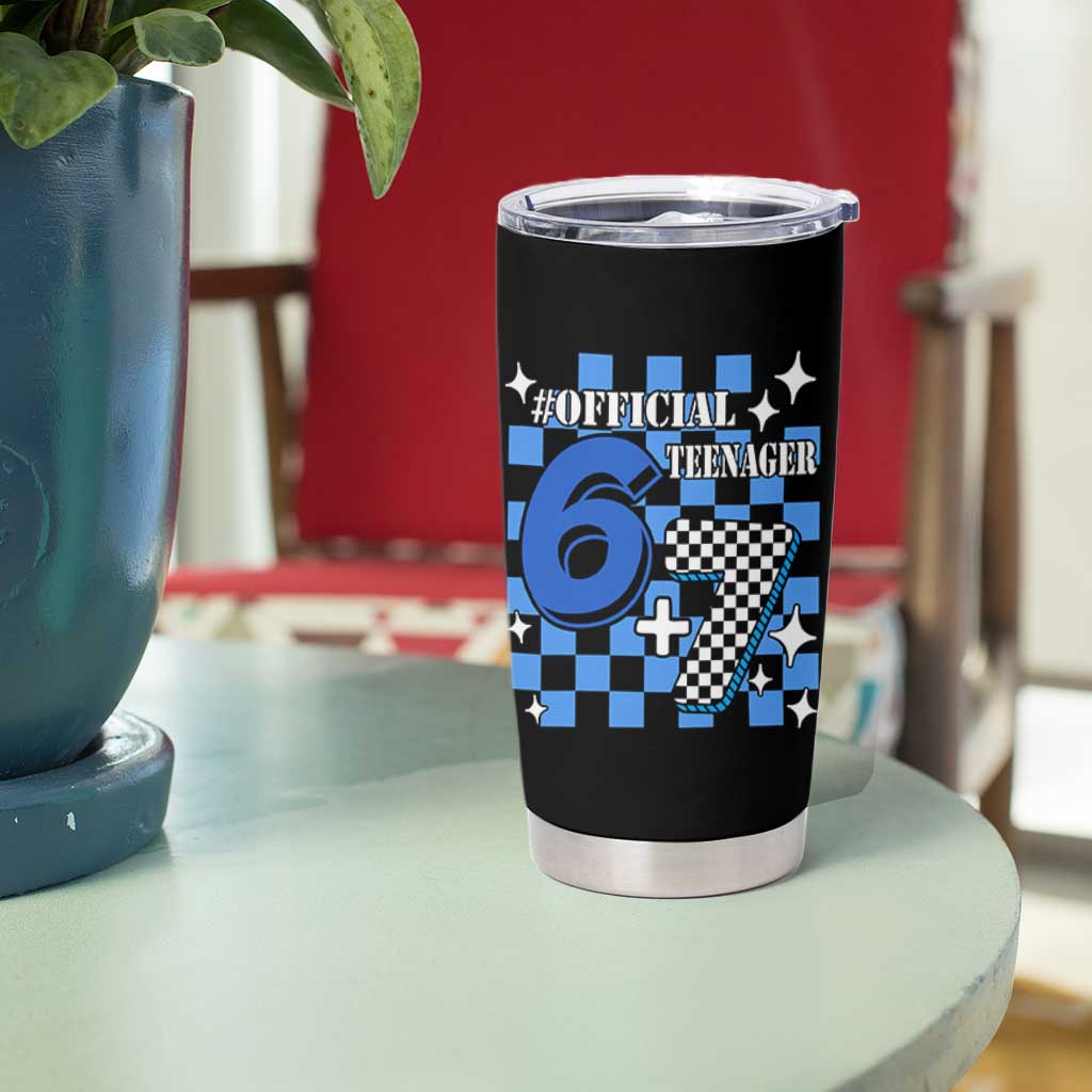Funny 13th Birthday Official Teenager Tumbler Cup 6+7 13 Year Old Boys Kids Checkered 67 Meme
