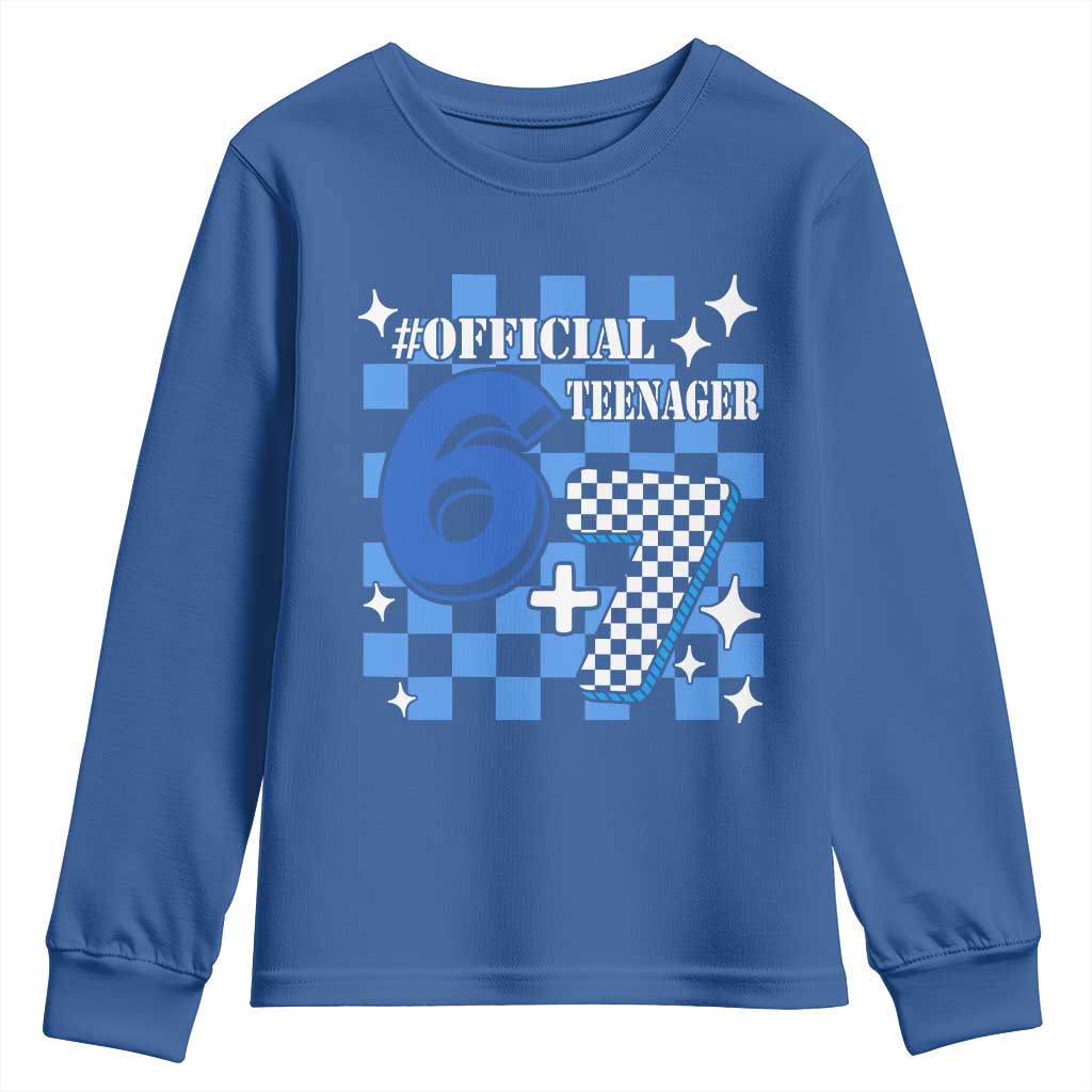Funny 13th Birthday Official Teenager Youth Sweatshirt 6+7 13 Year Old Boys Kids Checkered 67 Meme
