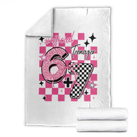 Funny 13th Birthday Official Teenager Throw Blanket 6+7 13 Year Old Kids Girls Pink Checkered 67 Meme