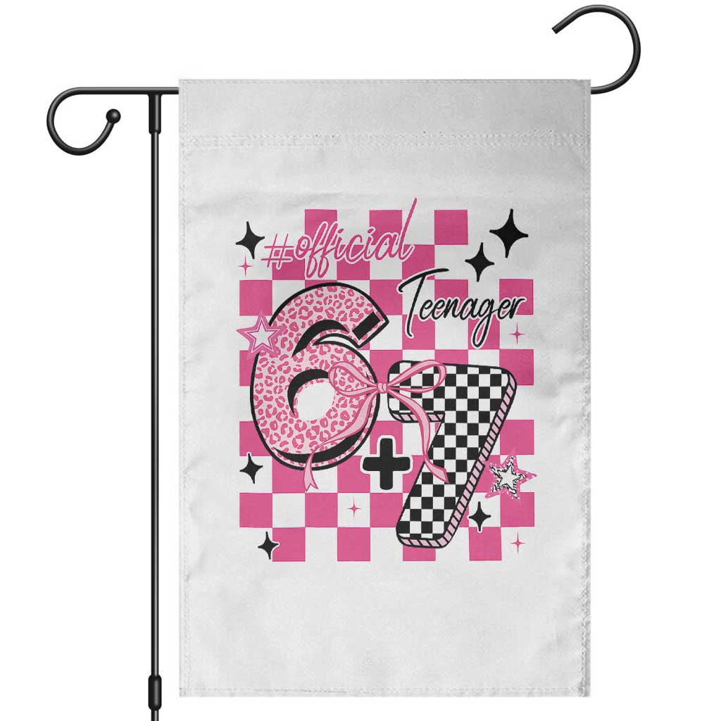 Funny 13th Birthday Official Teenager Garden Flag 6+7 13 Year Old Kids Girls Pink Checkered 67 Meme