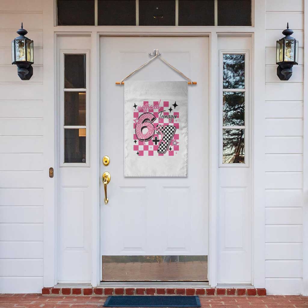 Funny 13th Birthday Official Teenager Garden Flag 6+7 13 Year Old Kids Girls Pink Checkered 67 Meme