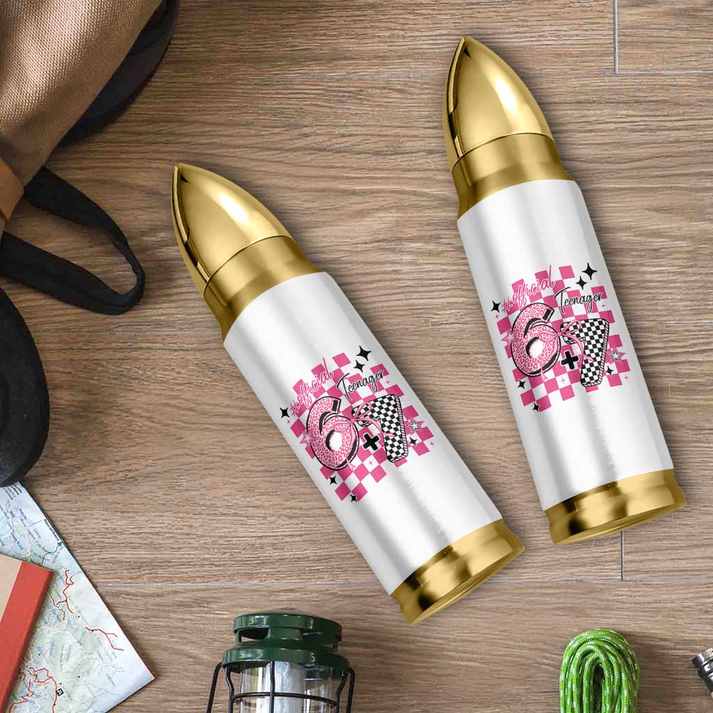 Funny 13th Birthday Official Teenager Bullet Tumbler 6+7 13 Year Old Kids Girls Pink Checkered 67 Meme