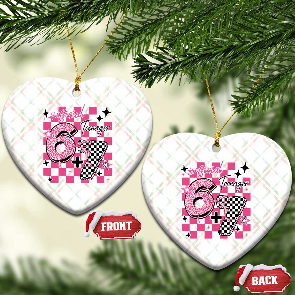 Funny 13th Birthday Official Teenager Ceramic Ornament 6+7 13 Year Old Kids Girls Pink Checkered 67 Meme