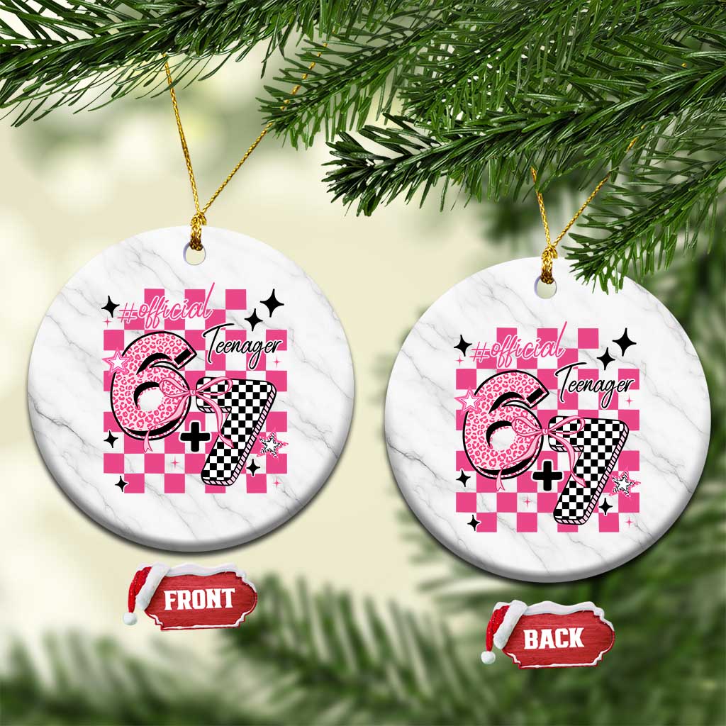 Funny 13th Birthday Official Teenager Ceramic Ornament 6+7 13 Year Old Kids Girls Pink Checkered 67 Meme