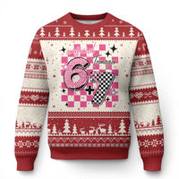 Funny 13th Birthday Official Teenager Ugly Christmas Sweater 6+7 13 Year Old Kids Girls Pink Checkered 67 Meme