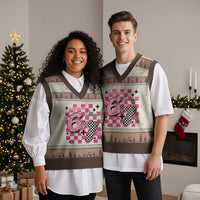 Funny 13th Birthday Official Teenager V-Neck Knit Sweater Vest 6+7 13 Year Old Kids Girls Pink Checkered 67 Meme