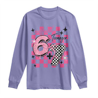 Funny 13th Birthday Official Teenager Long Sleeve Shirt 6+7 13 Year Old Kids Girls Pink Checkered 67 Meme