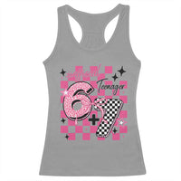 Funny 13th Birthday Official Teenager Racerback Tank Top 6+7 13 Year Old Kids Girls Pink Checkered 67 Meme