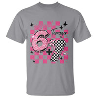 Funny 13th Birthday Official Teenager T Shirt 6+7 13 Year Old Kids Girls Pink Checkered 67 Meme