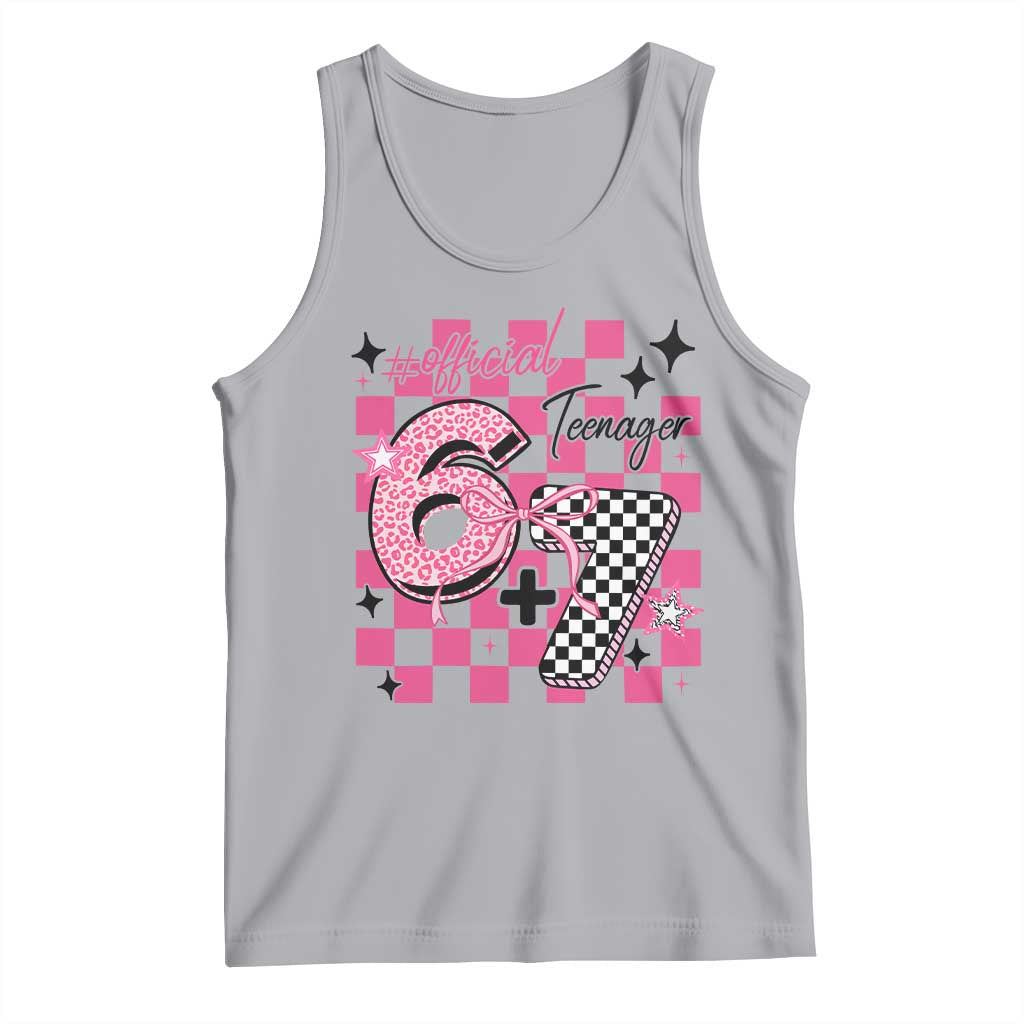 Funny 13th Birthday Official Teenager Tank Top 6+7 13 Year Old Kids Girls Pink Checkered 67 Meme