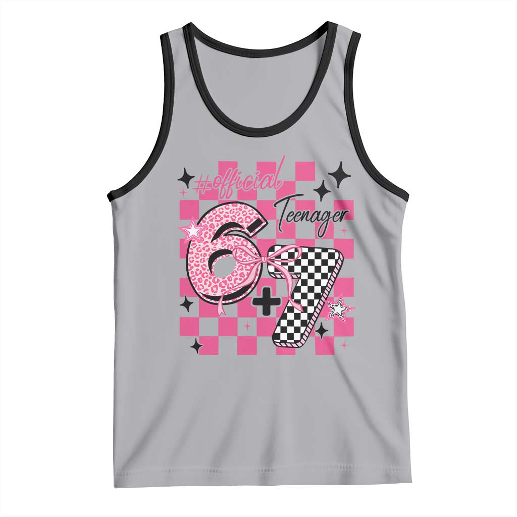 Funny 13th Birthday Official Teenager Tank Top 6+7 13 Year Old Kids Girls Pink Checkered 67 Meme