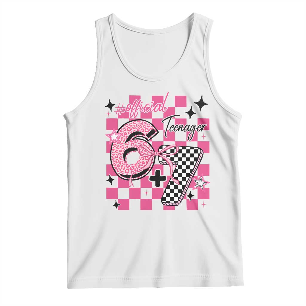 Funny 13th Birthday Official Teenager Tank Top 6+7 13 Year Old Kids Girls Pink Checkered 67 Meme