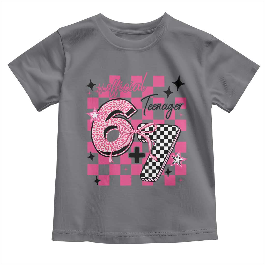 Funny 13th Birthday Official Teenager Toddler T Shirt 6+7 13 Year Old Kids Girls Pink Checkered 67 Meme