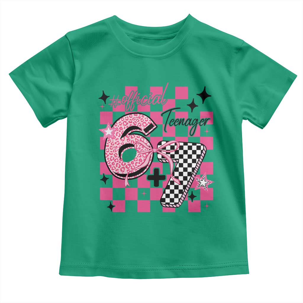 Funny 13th Birthday Official Teenager Toddler T Shirt 6+7 13 Year Old Kids Girls Pink Checkered 67 Meme