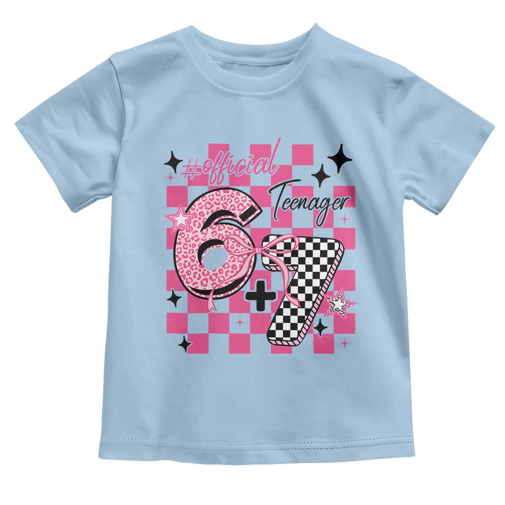 Funny 13th Birthday Official Teenager Toddler T Shirt 6+7 13 Year Old Kids Girls Pink Checkered 67 Meme