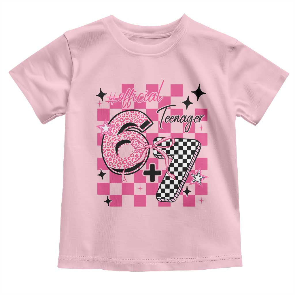 Funny 13th Birthday Official Teenager Toddler T Shirt 6+7 13 Year Old Kids Girls Pink Checkered 67 Meme