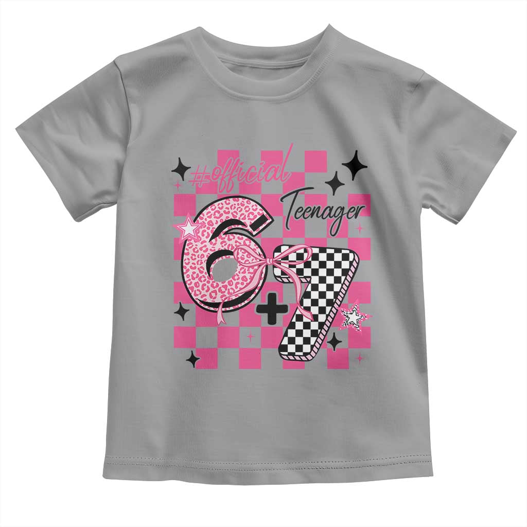 Funny 13th Birthday Official Teenager Toddler T Shirt 6+7 13 Year Old Kids Girls Pink Checkered 67 Meme