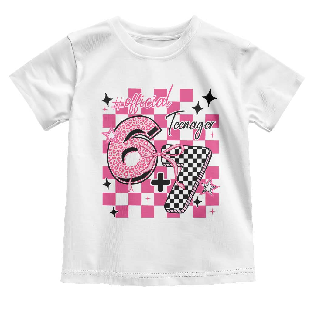 Funny 13th Birthday Official Teenager Toddler T Shirt 6+7 13 Year Old Kids Girls Pink Checkered 67 Meme