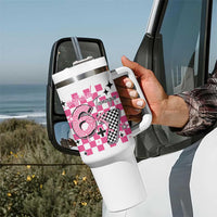Funny 13th Birthday Official Teenager Tumbler With Handle 6+7 13 Year Old Kids Girls Pink Checkered 67 Meme