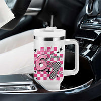 Funny 13th Birthday Official Teenager Tumbler With Handle 6+7 13 Year Old Kids Girls Pink Checkered 67 Meme